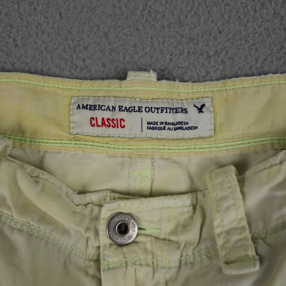 American Eagle Shorts Men 34 Yellow Tie Dye Cargo Distressed Grunge Baggy Skater - Picture 3 of 16